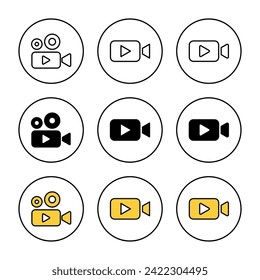 Video icon set vector. video camera sign and symbol. movie sign. cinema