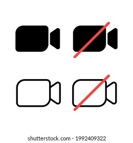 Video icon set vector illustration. Mute and unmute video icon 