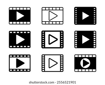 Video icon set. Vector illustration.