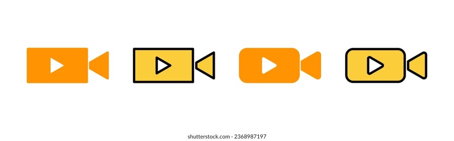 Icono de vídeo establecido para la aplicación web y móvil. símbolo y signo de la cámara de vídeo. señal de película. cine