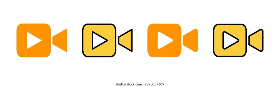 Icono de vídeo establecido para la aplicación web y móvil. símbolo y signo de la cámara de vídeo. señal de película. cine