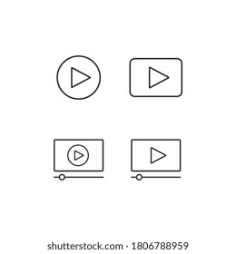 Video icon set.Play button icon. Minimal concepts. Simple design. vector line icon set.