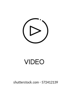 Video icon. Single high quality outline symbol for web design or mobile app. Thin line sign for design logo. Black outline pictogram on white background