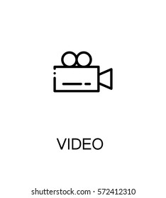 Video icon. Single high quality outline symbol for web design or mobile app. Thin line sign for design logo. Black outline pictogram on white background