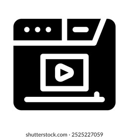Video icono con glifo de estilo
