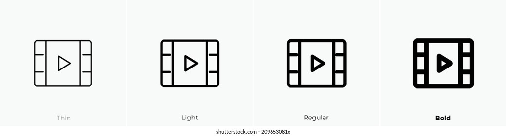 video icon. Thin, Light Regular And Bold style design isolated on white background