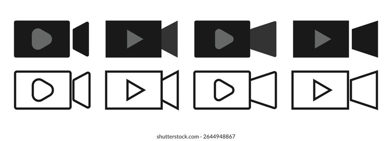Video icon vector. Video camera vector. Player symbol. Linear style sign for mobile concept and web design. Video symbol logo illustration.