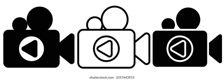 Video icon vector. Video camera sign and symbol. Projector, camera, movie concept vector icon. Photography icon. Video symbol vector illustration. 