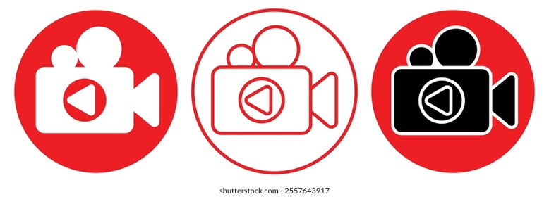 Video icon vector. Video camera sign and symbol. Projector, camera, movie concept vector icon. Photography icon. Video symbol vector illustration. 