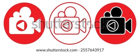 Video icon vector. Video camera sign and symbol. Projector, camera, movie concept vector icon. Photography icon. Video symbol vector illustration. 