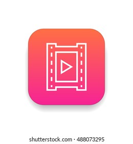 Video icon vector, clip art. Also useful as logo, square app icon, web element, symbol, graphic image, silhouette and illustration. Compatible with ai, cdr, jpg, png, svg, pdf, ico  and eps formats.