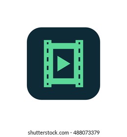 Video icon vector, clip art. Also useful as logo, square app icon, web element, symbol, graphic image, silhouette and illustration. Compatible with ai, cdr, jpg, png, svg, pdf, ico  and eps formats.