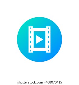 Video icon vector, clip art. Also useful as logo, circle app icon, web element, symbol, graphic image, silhouette and illustration. Compatible with ai, cdr, jpg, png, svg, pdf, ico  and eps formats.