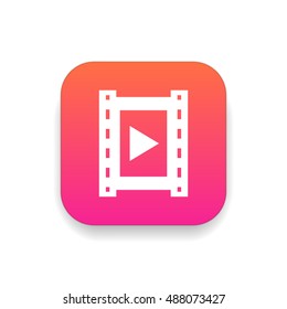 Video icon vector, clip art. Also useful as logo, square app icon, web element, symbol, graphic image, silhouette and illustration. Compatible with ai, cdr, jpg, png, svg, pdf, ico  and eps formats.