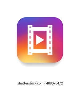Video icon vector, clip art. Also useful as logo, square app icon, web element, symbol, graphic image, silhouette and illustration. Compatible with ai, cdr, jpg, png, svg, pdf, ico  and eps formats.