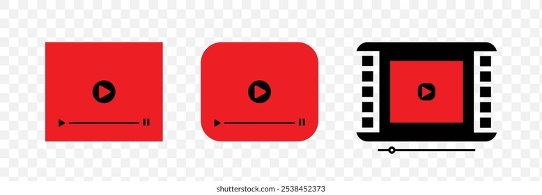 Video Vector de iconos en diferentes tipos y formas. Video iconos. Juega Botones. Iconos del vector del reproductor multimedia. Versiones cortas Video. Video Conjunto de iconos. 