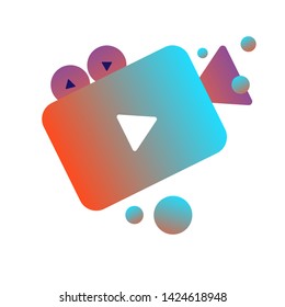 video icon vector flat desain gradient color