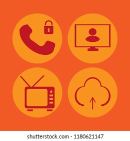 video icon. video vector icons set security telephone, person monitor, upload and tv