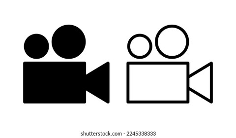 Ilustración vectorial de icono de vídeo. símbolo y signo de la cámara de vídeo. señal de película. cine