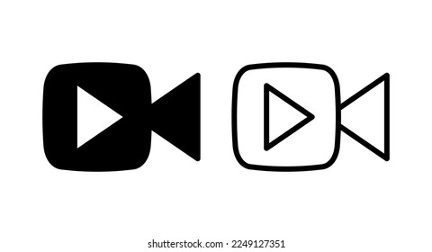 Ilustración vectorial de icono de vídeo. símbolo y signo de la cámara de vídeo. señal de película. cine