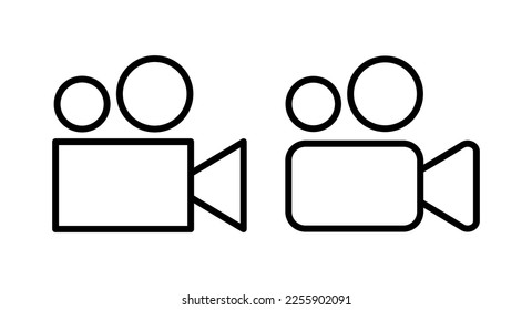 Ilustración vectorial de icono de vídeo. símbolo y signo de la cámara de vídeo. señal de película. cine