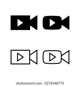 Ilustración vectorial de icono de vídeo. símbolo y signo de la cámara de vídeo. señal de película. cine