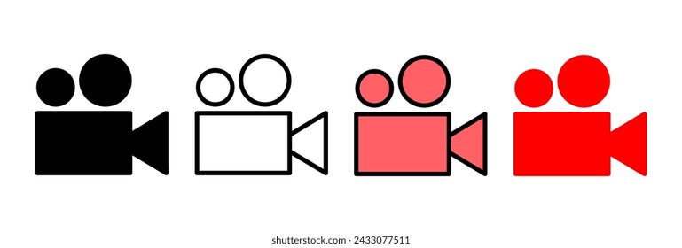 Ilustración vectorial de icono de vídeo. símbolo de cámara de vídeo. símbolo de película. cine