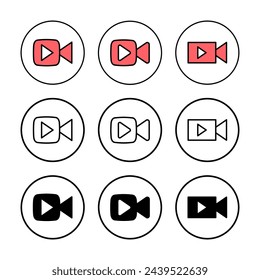 Ilustración vectorial de icono de vídeo. símbolo de cámara de vídeo. símbolo de película. cine