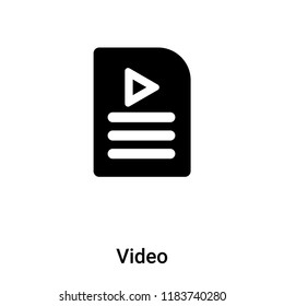 Video icon vector isolated on white background, logo concept of Video sign on transparent background, filled black symbol
