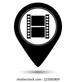 Video icon - vector map pointer 