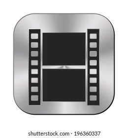 video icon - vector metal button