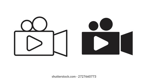 Video colección de iconos. Iconos planos lineales delgados y negros