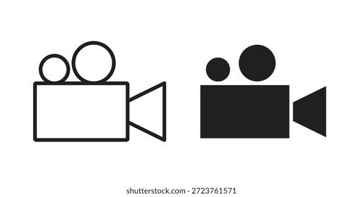 Ícones de vídeo em linhas preenchidas, finas, contorno e traçados