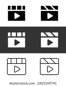 Iconos de vídeo Lineal y Relleno aislado. Botones de reproducción. Iconos del reproductor multimedia. Ilustración vectorial Concepto