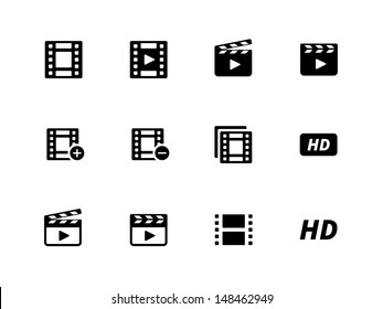 Video icons on white background. Vector illustration.