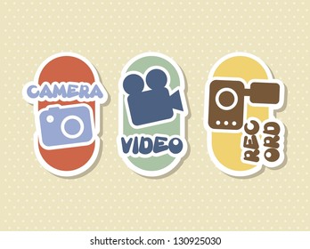 video icons over beige background. vector illustration