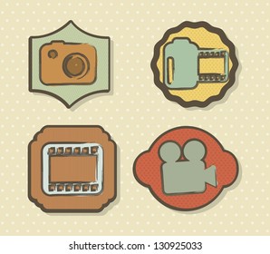 video icons over beige background. vector illustration