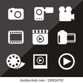 Video Icons Over Black Background. Vector Illustration