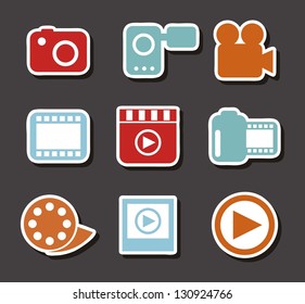 video icons over gray background. vector illustration
