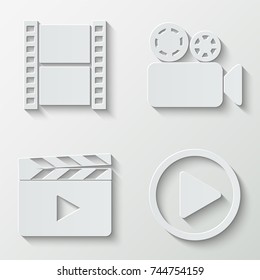 Video icons - paper  set
