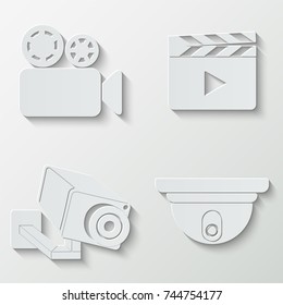 Video icons - paper  set