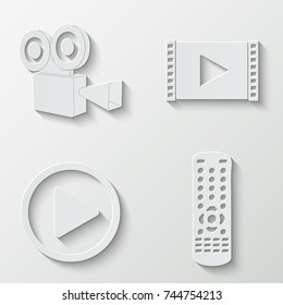 Video icons - paper  set