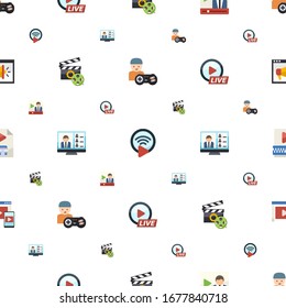 los iconos de vídeo se muestran sin problemas. Incluido gamer plano editable, Livestream, video streaming, video hacedor, Webinar, transmisión de eventos en vivo, iconos de compresión. para web y móvil.