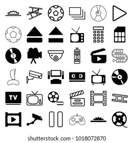 Video icons. set of 36 editable filled and outline video icons such as security camera, tv system, camera, cd, film tape, eject button, play, memory card, movie tape, tv