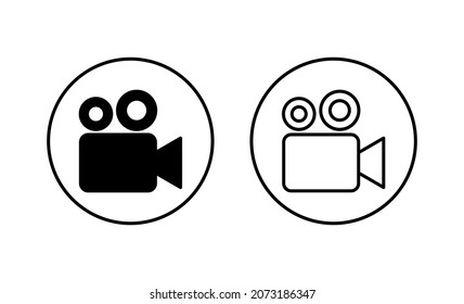 Juego de iconos de vídeo. símbolo y signo de la cámara de vídeo. señal de película. cine