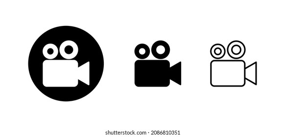 Juego de iconos de vídeo. símbolo y signo de la cámara de vídeo. señal de película. cine