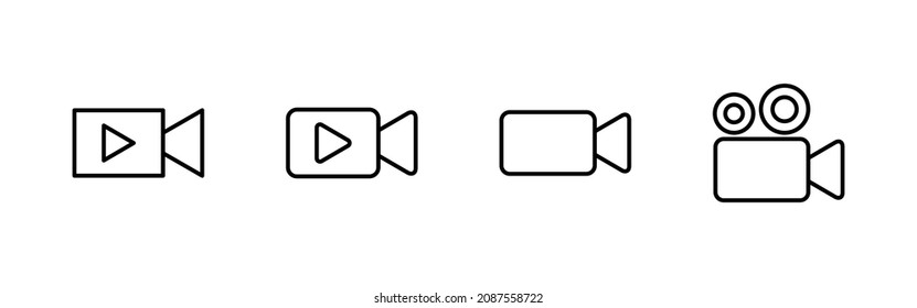 Juego de iconos de vídeo. símbolo y signo de la cámara de vídeo. señal de película. cine