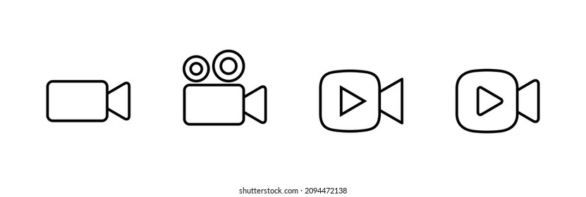 Juego de iconos de vídeo. símbolo y signo de la cámara de vídeo. señal de película. cine