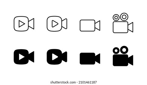 Video icons set. video camera sign and symbol. movie sign. cinema