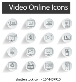Video icons set concept. Creative idea design. Flat vector illustration use for presentation, mobile app or web page